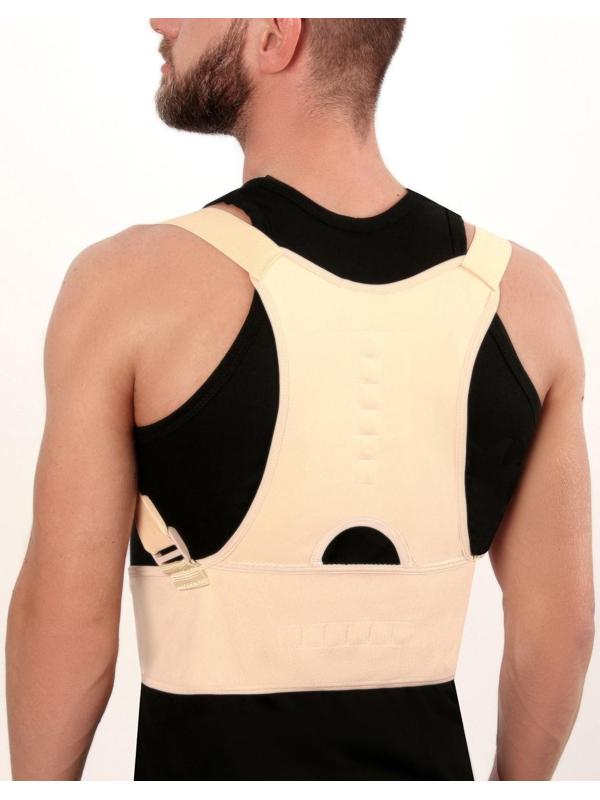 Массажёр-фиксатор для осанки и поясницы, на фастексах, размер 2XL-3XL, цвет бежевый