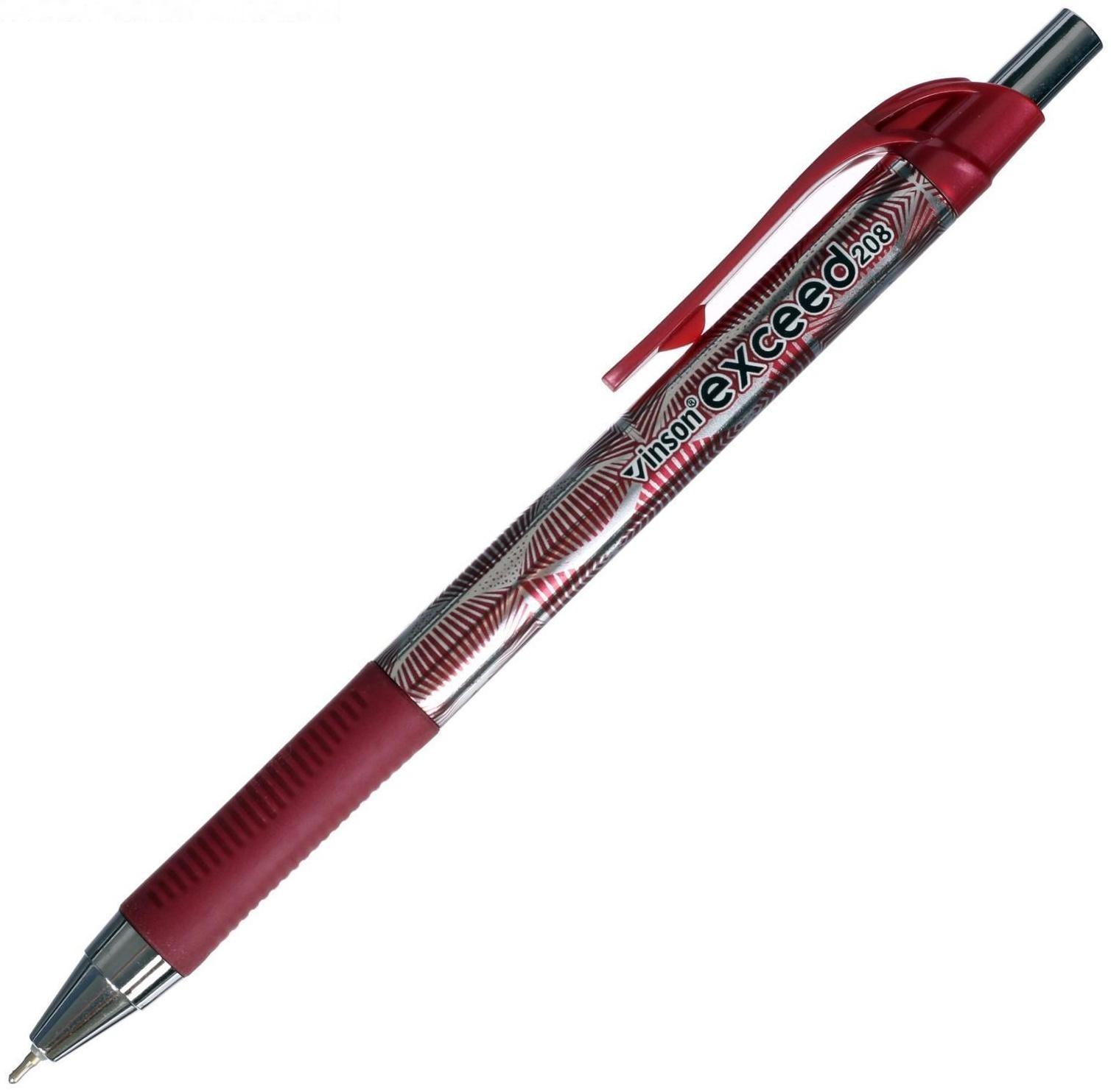 Ручка шариковая, автоматическая Vinson 0.7 мм, стержень масляный синий, корпус МИКС с резиновым держателем, штрихкод