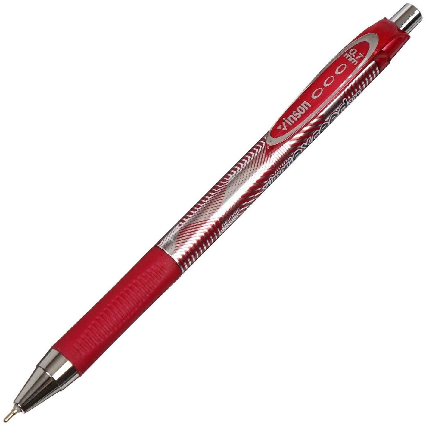 Ручка шариковая, автоматическая Vinson 0.7 мм, стержень масляный синий, корпус МИКС с резиновым держателем, штрихкод