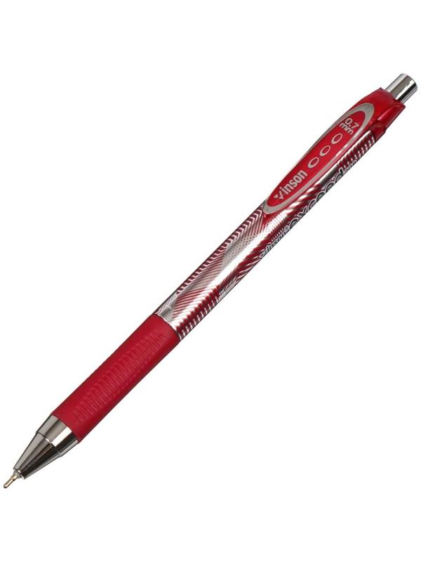 Ручка шариковая, автоматическая Vinson 0.7 мм, стержень масляный синий, корпус МИКС с резиновым держателем, штрихкод