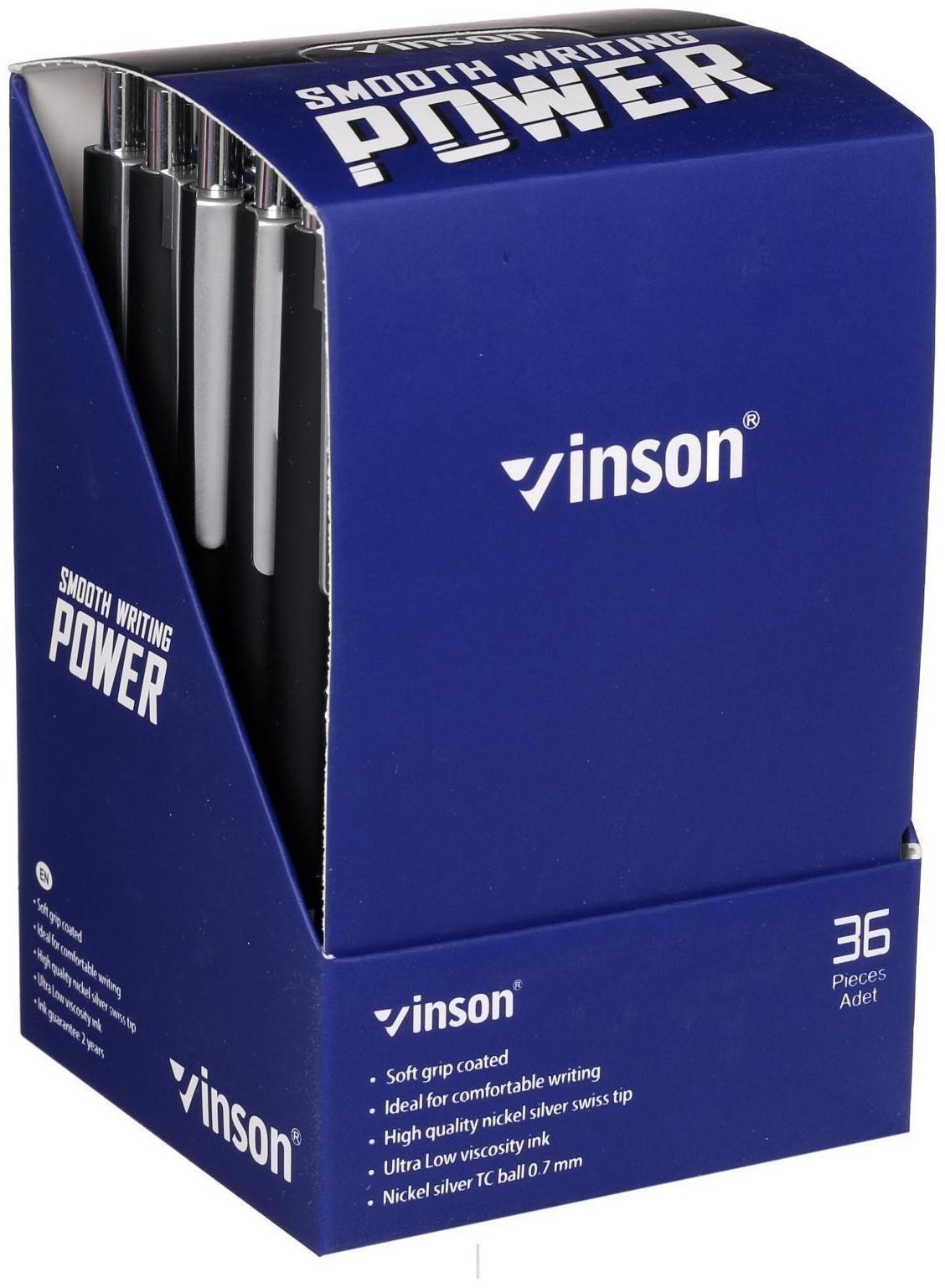 Ручка шариковая автоматическая 0,7 мм, синий стержень, масляный, Vinson корпус МИКС, прорезиненный