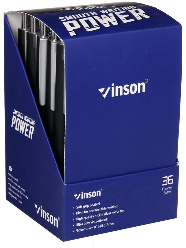 Ручка шариковая автоматическая 0,7 мм, синий стержень, масляный, Vinson корпус МИКС, прорезиненный