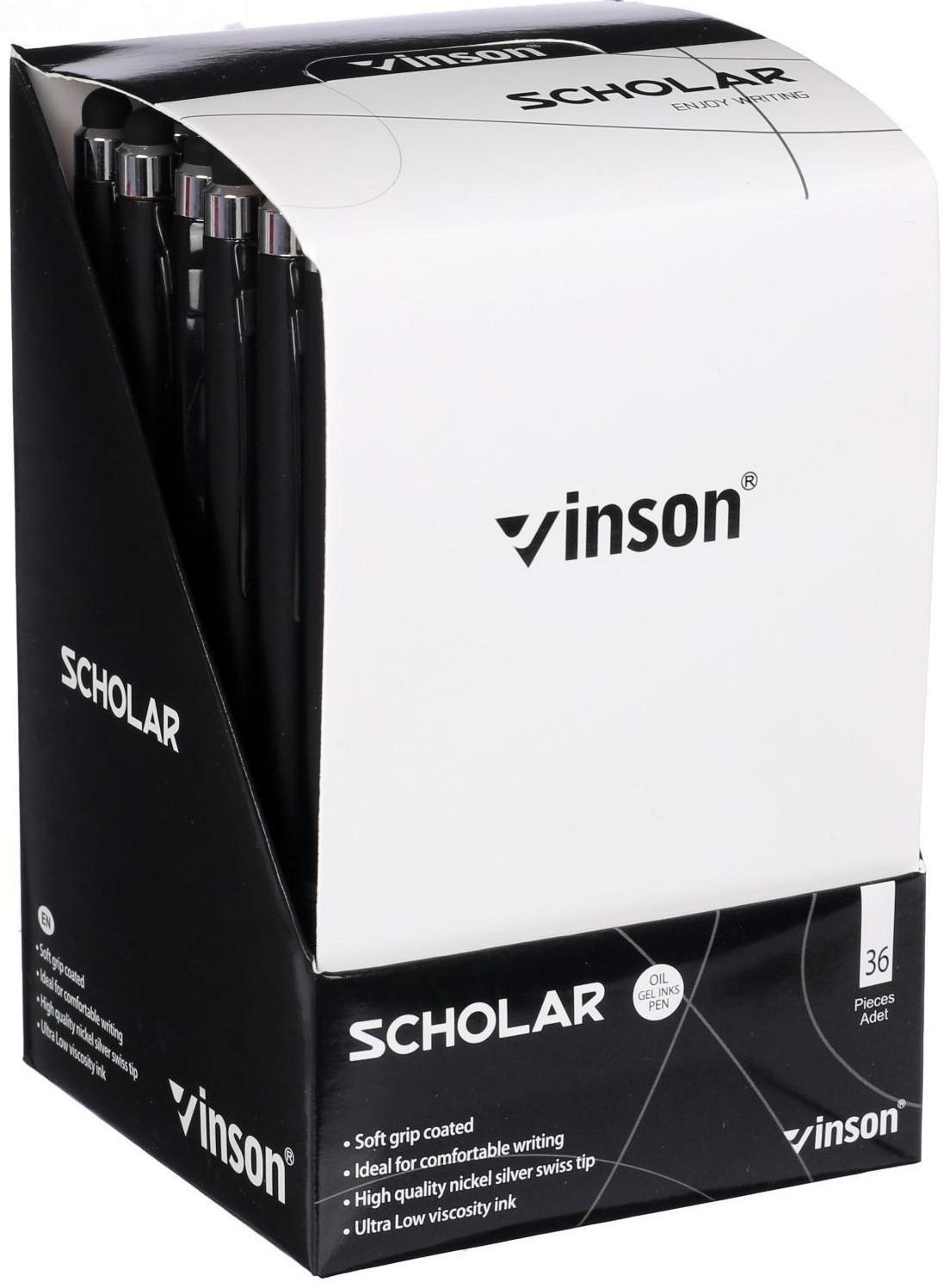 Ручка шариковая автоматическая 0,7мм синяя масляная,Vinson корпус МИКС резиновым держателем,штрихкод