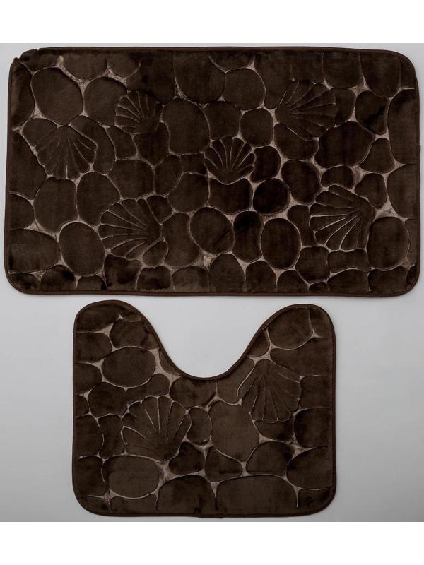 Набор ковриков для ванной и туалета Доляна «Галька, ракушки», 2 шт: 40×50, 50×80 см