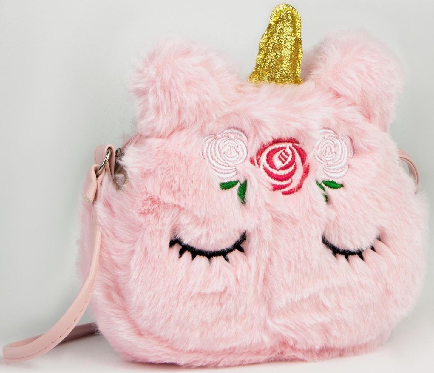 Сумка детская Единорог на молнии, цвет розовый