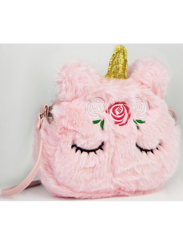 Сумка детская Единорог на молнии, цвет розовый
