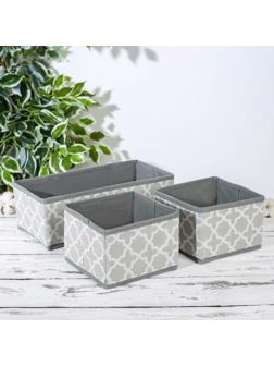 Набор коробов для хранения «Гранж», 3 шт: 28,5×14,5×10 см, 14,5×14,5×10 см, цвет серый