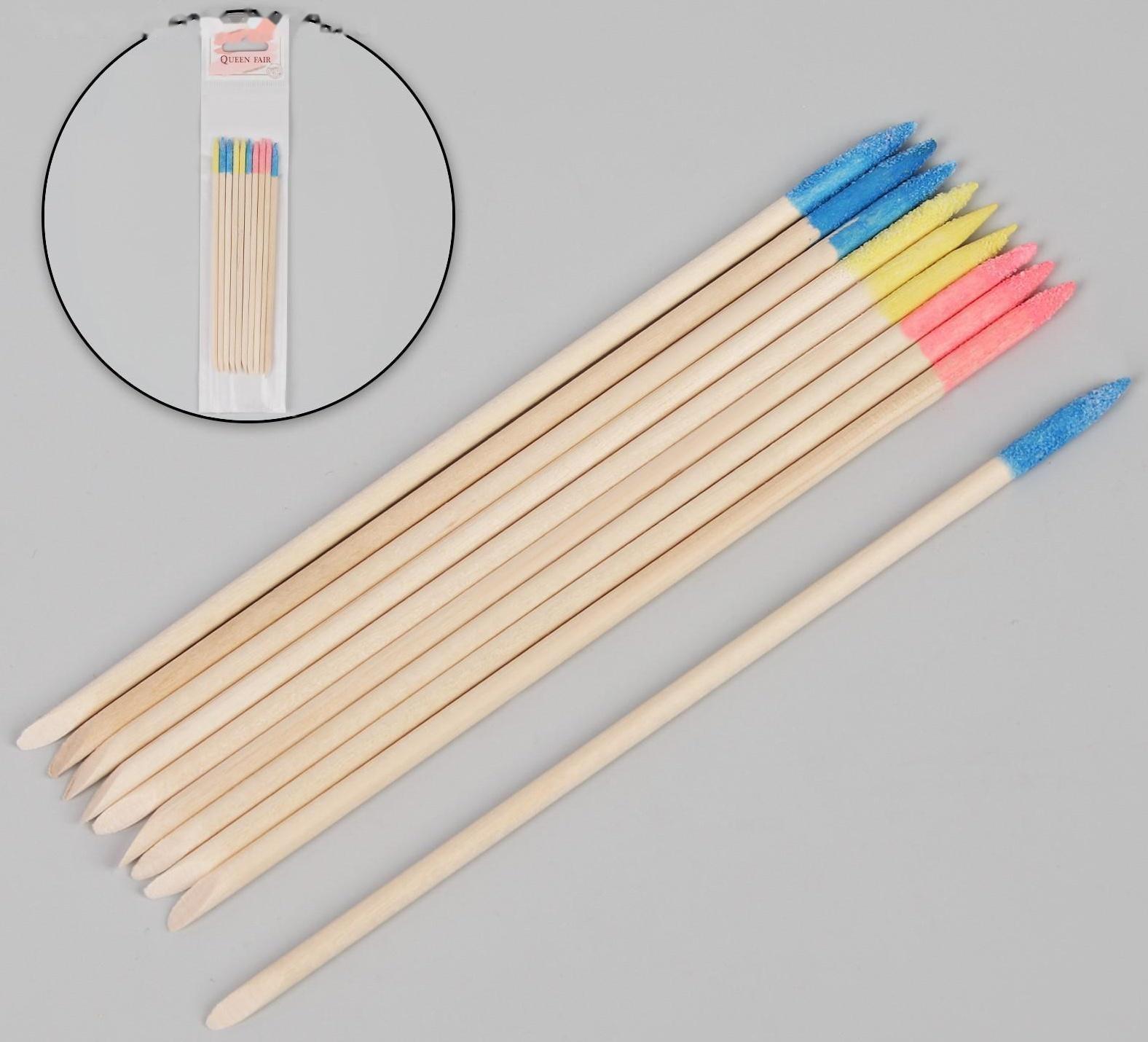 Апельсиновые палочки для маникюра, с абразивным наконечником, 15 см, 10 шт