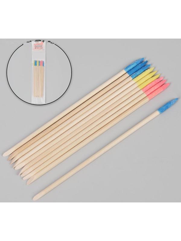 Апельсиновые палочки для маникюра, с абразивным наконечником, 15 см, 10 шт