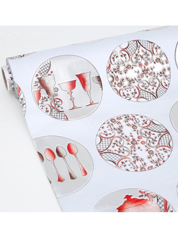 Клеёнка столовая на тканевой основе «Посуда», ширина 137 см, рулон 20 м