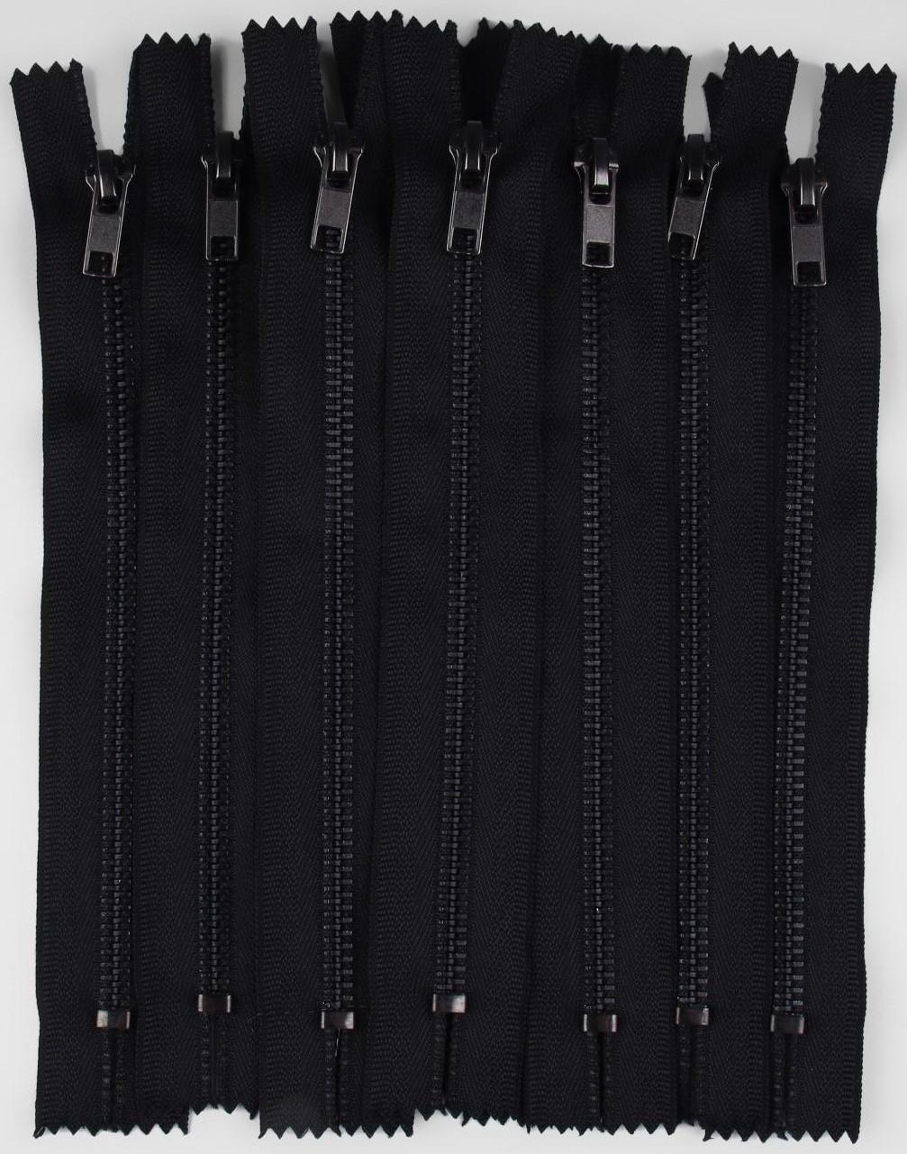 Молния джинсовая, №5, неразъёмная, замок автомат, 18 см, цвет чёрный/чёрный никель