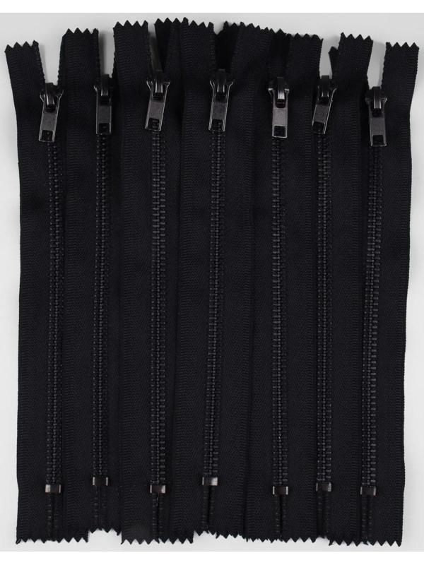 Молния джинсовая, №5, неразъёмная, замок автомат, 18 см, цвет чёрный/чёрный никель