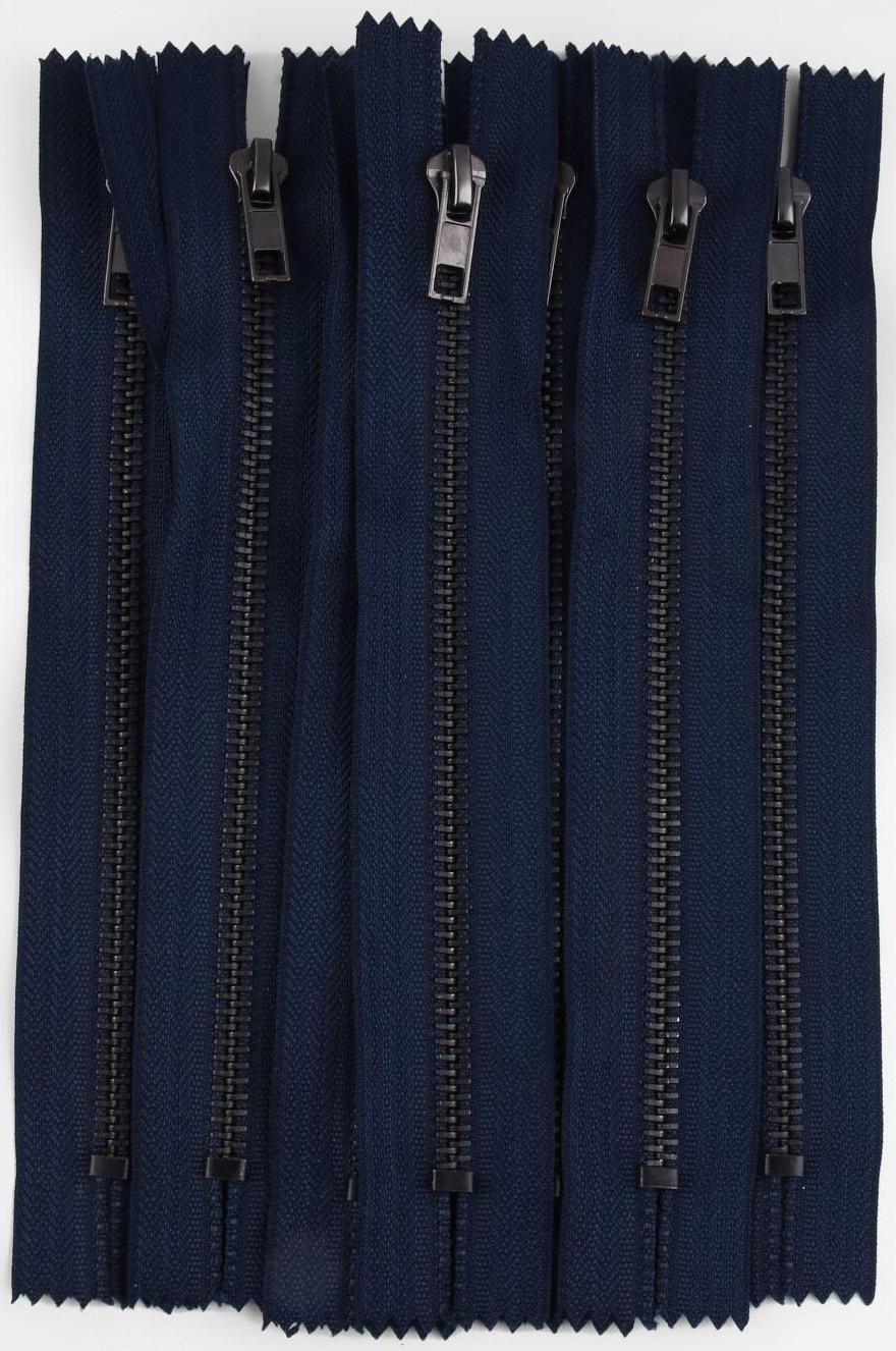 Молния джинсовая, №5, неразъёмная, замок автомат, 18 см, цвет тёмно-синий/чёрный никель