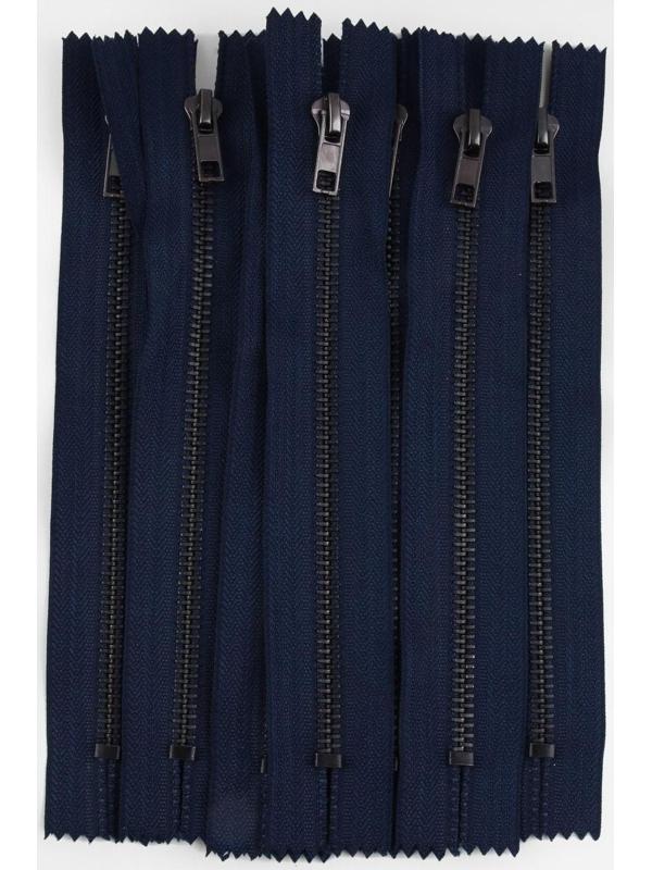 Молния джинсовая, №5, неразъёмная, замок автомат, 18 см, цвет тёмно-синий/чёрный никель