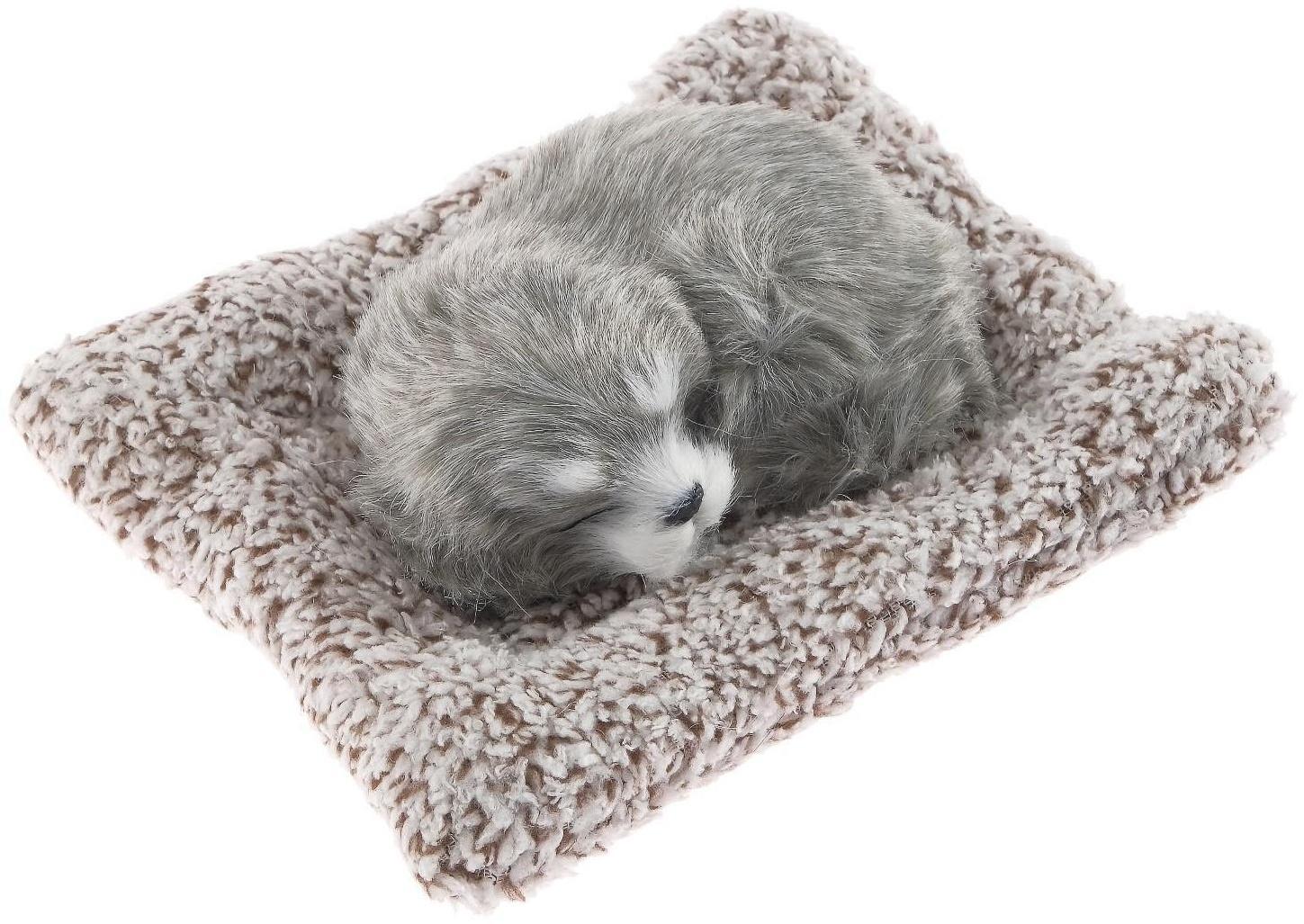 Игрушка на панель авто, собака на подушке, серый окрас