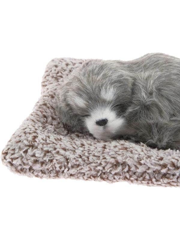 Игрушка на панель авто, собака на подушке, серый окрас