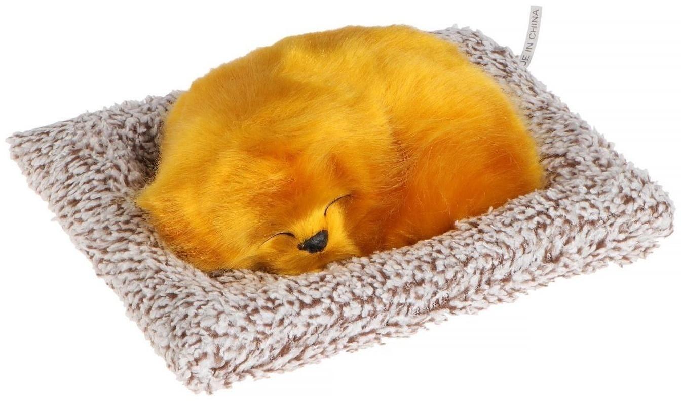 Игрушка на панель авто, собака на подушке, рыжий окрас