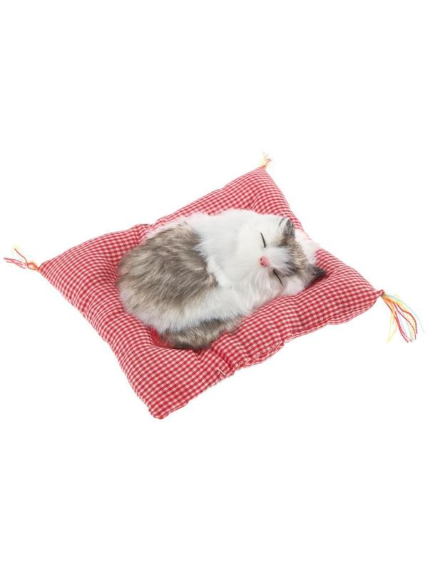 Игрушка на панель авто, кошка на подушке, бело-серый окрас
