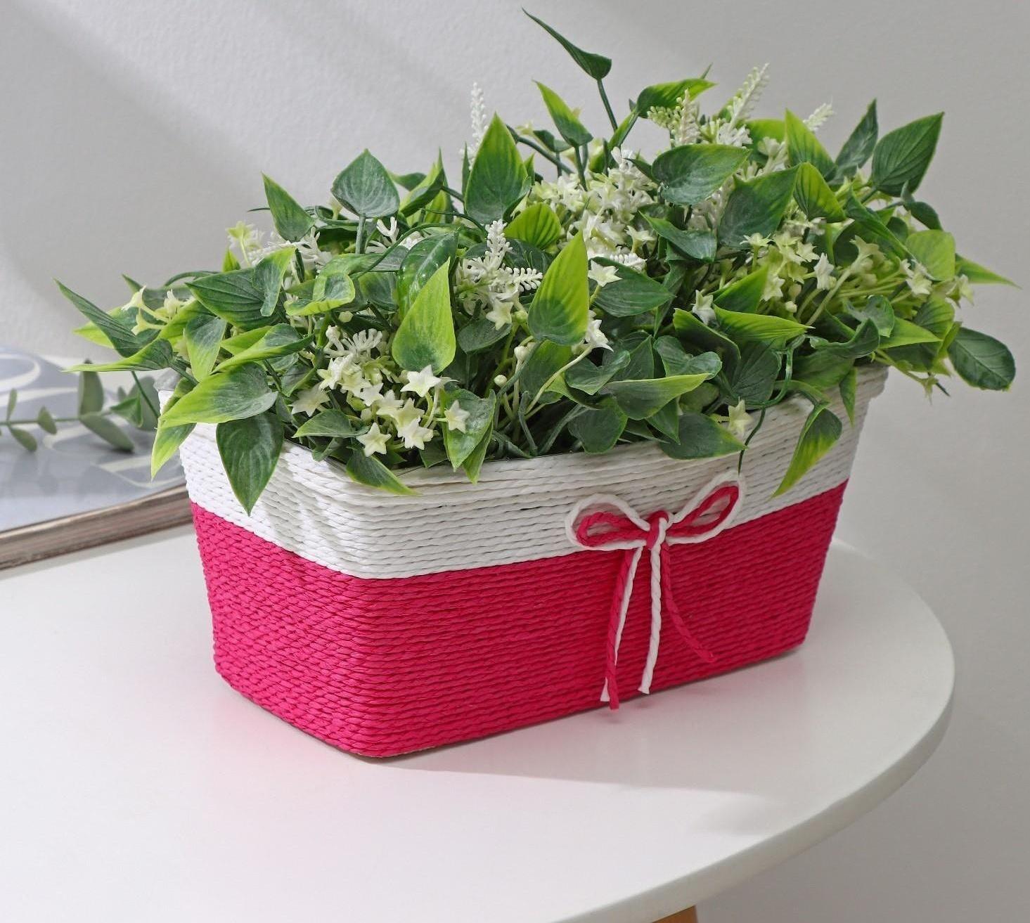 Кашпо для цветов плетёное «Бантик», 23,5×12,5×10,5 см, прямоугольник, цвет МИКС