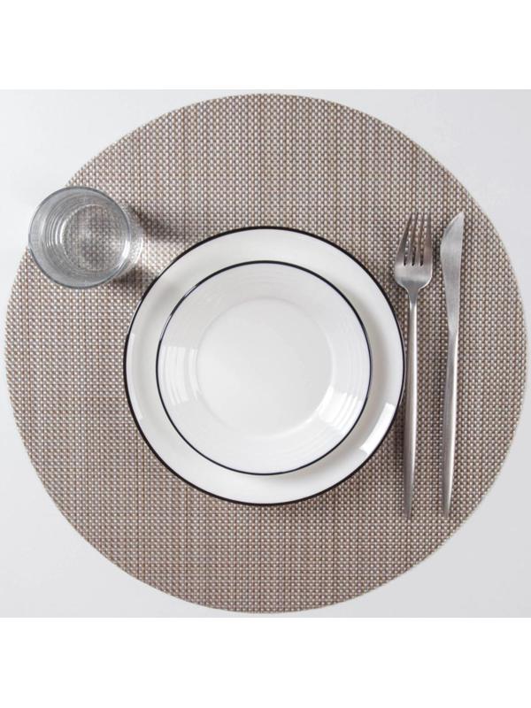 Салфетка сервировочная на стол «Ди», d=38 см, цвет бежевый