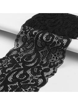 Кружево эластичное «Узоры», 175 мм × 2,7 ± 0,5 м, цвет чёрный