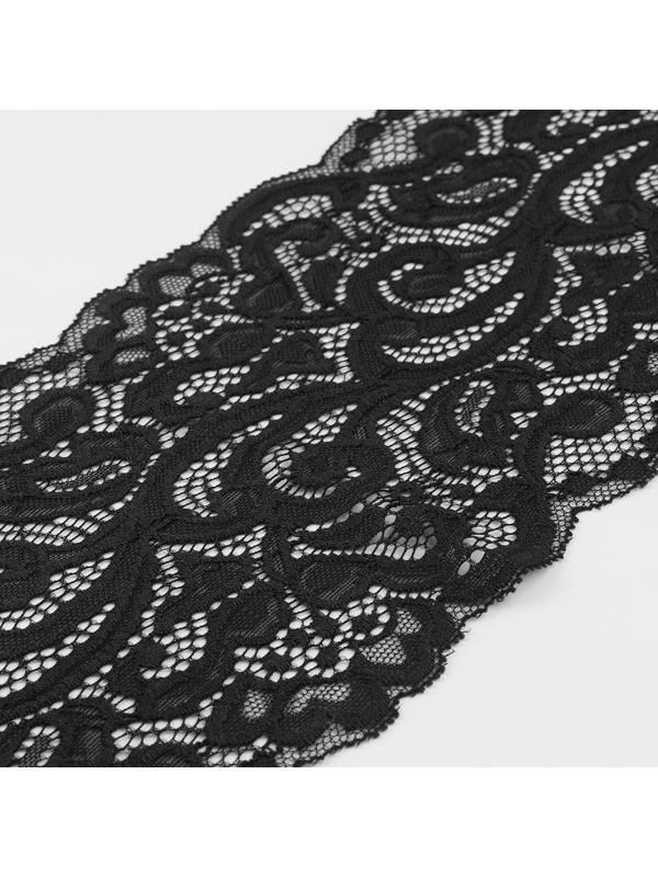 Кружево эластичное «Узоры», 175 мм × 2,7 ± 0,5 м, цвет чёрный