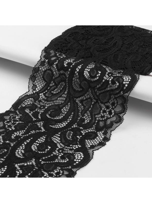Кружево эластичное «Узоры», 175 мм × 2,7 ± 0,5 м, цвет чёрный