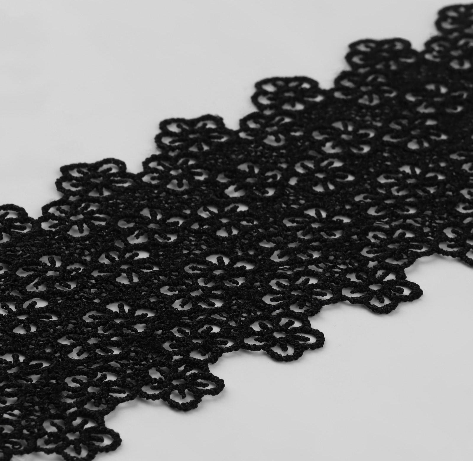 Кружево гипюровое, 80 мм × 6,8 ± 0,5 м, цвет чёрный