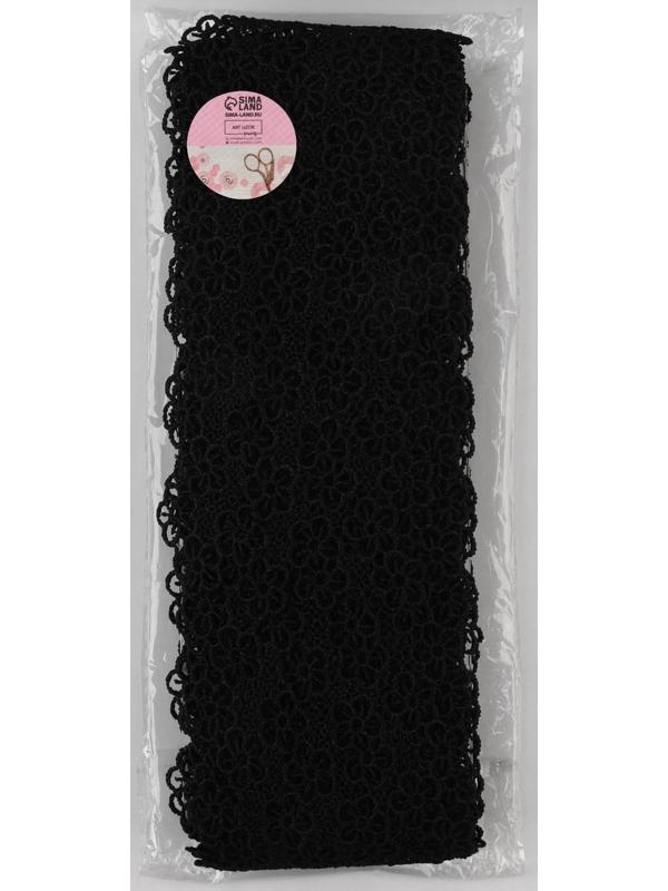 Кружево гипюровое, 80 мм × 6,8 ± 0,5 м, цвет чёрный