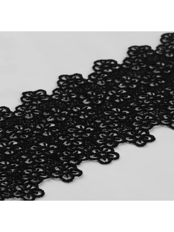 Кружево гипюровое, 80 мм × 6,8 ± 0,5 м, цвет чёрный