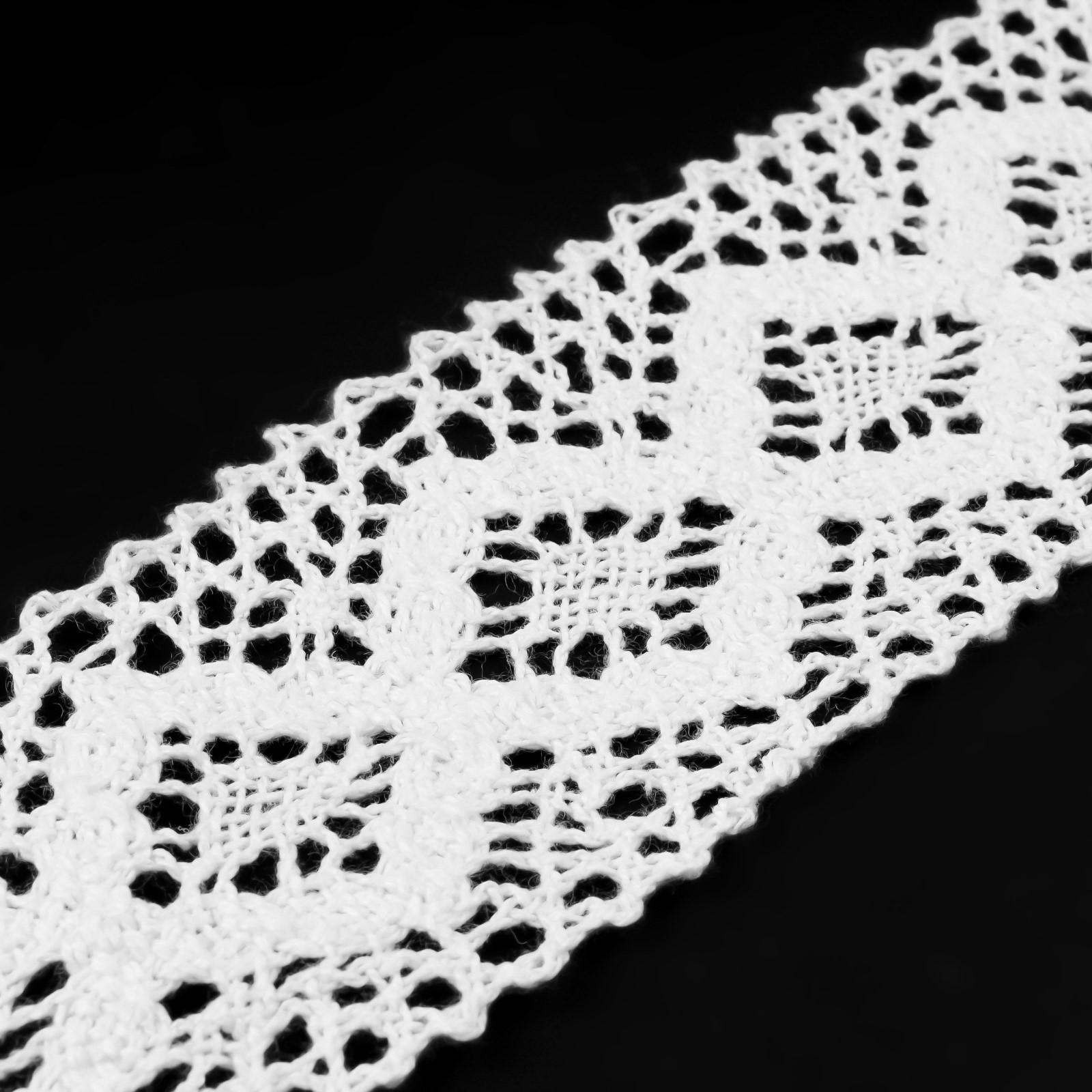 Кружево вязаное, 50 мм × 10 ± 1 м, цвет кипенно-белый