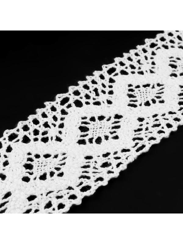 Кружево вязаное, 50 мм × 10 ± 1 м, цвет кипенно-белый