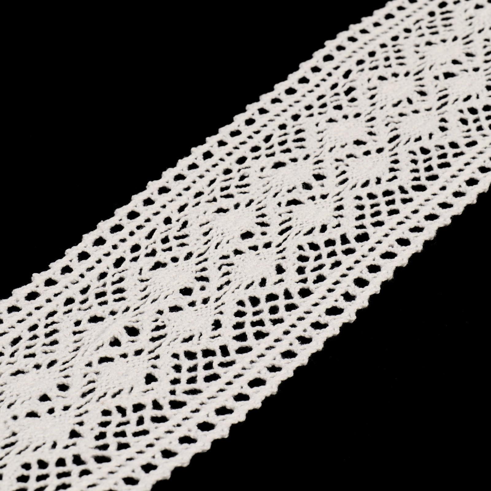 Кружево вязаное, 70 мм × 10 ± 1 м, цвет кипенно-белый