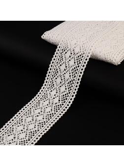 Кружево вязаное, 70 мм × 10 ± 1 м, цвет кипенно-белый