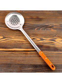 Шумовка для казана узбекская 45см, диаметр 12см, с деревянной ручкой