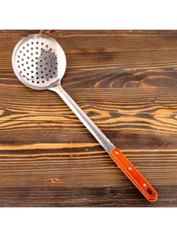 Шумовка для казана узбекская 43см, диаметр 12см, с деревянной ручкой