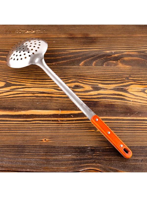 Шумовка для казана узбекская 43см, диаметр 12см, с деревянной ручкой