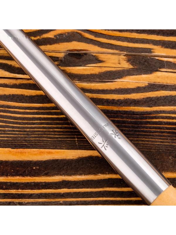 Шумовка для казана узбекская 47см, диаметр 12см, светлая деревянная ручка