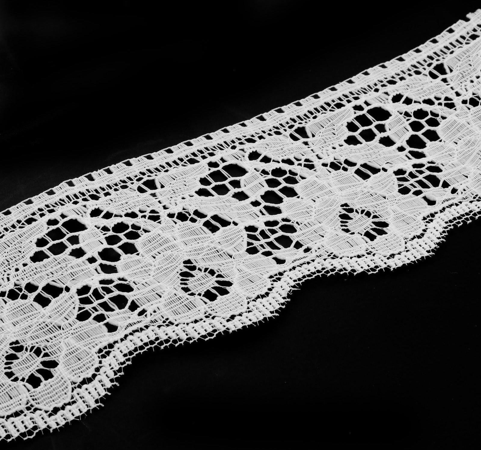 Кружево капроновое, 60 мм × 10 ± 1 м, цвет кипенно-белый