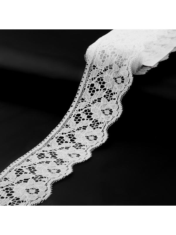 Кружево капроновое, 60 мм × 10 ± 1 м, цвет кипенно-белый