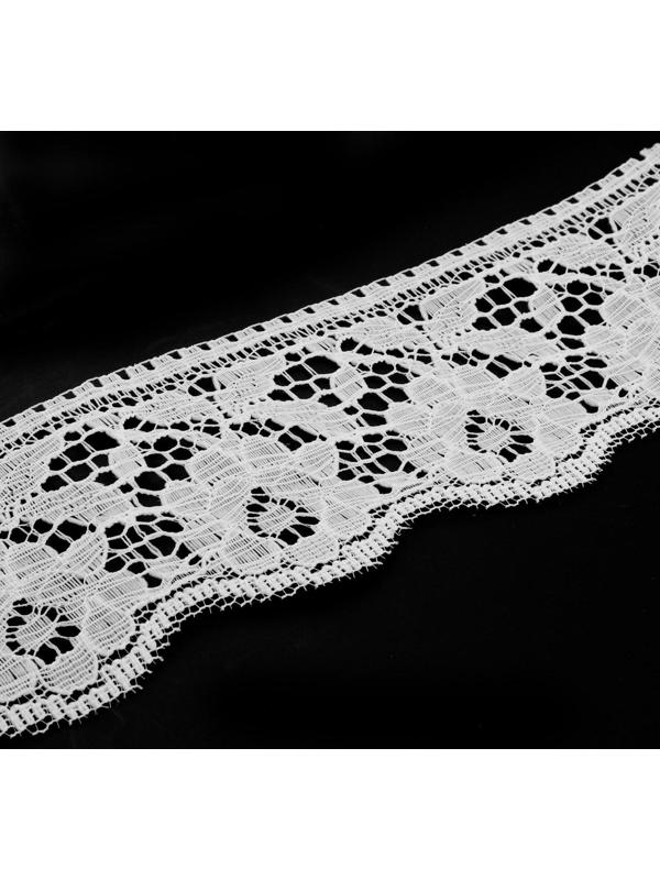 Кружево капроновое, 60 мм × 10 ± 1 м, цвет кипенно-белый