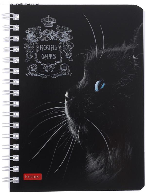 Записная книжка А6, 80 листов, в клетку, на гребне, Royal Cats, картонная обложка, блок офсет, МИКС