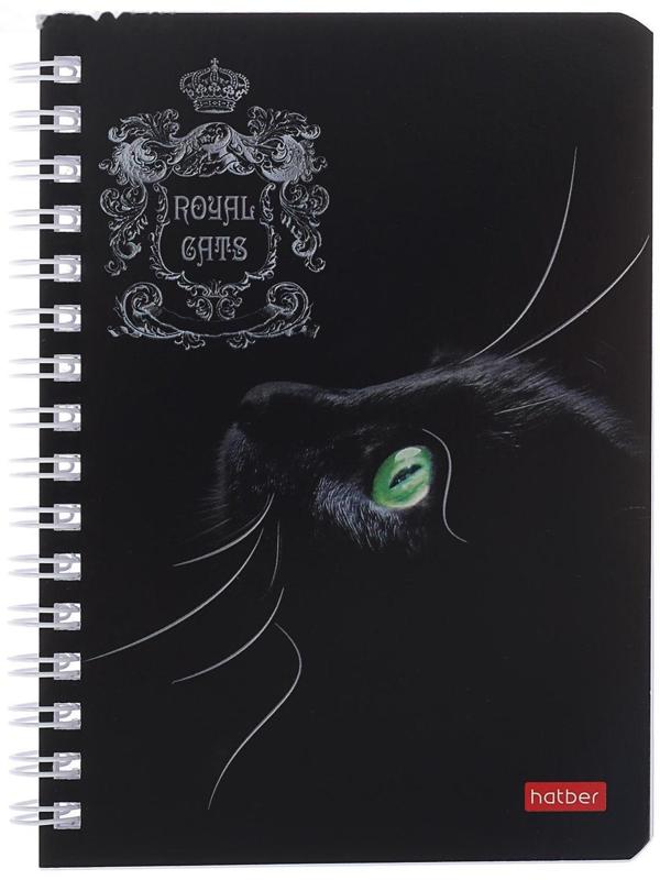 Записная книжка А6, 80 листов, в клетку, на гребне, Royal Cats, картонная обложка, блок офсет, МИКС