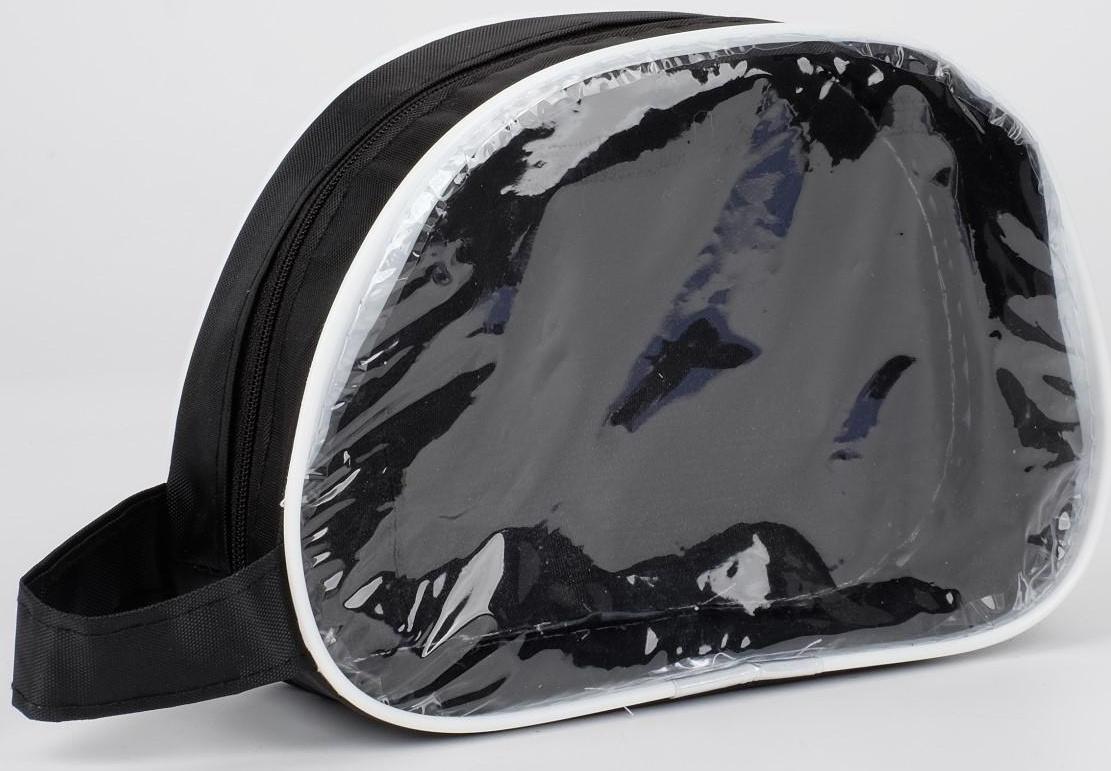 Косметичка на молнии, с ручкой, цвет чёрный