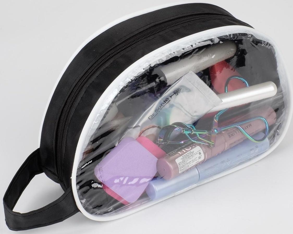 Косметичка на молнии, с ручкой, цвет чёрный