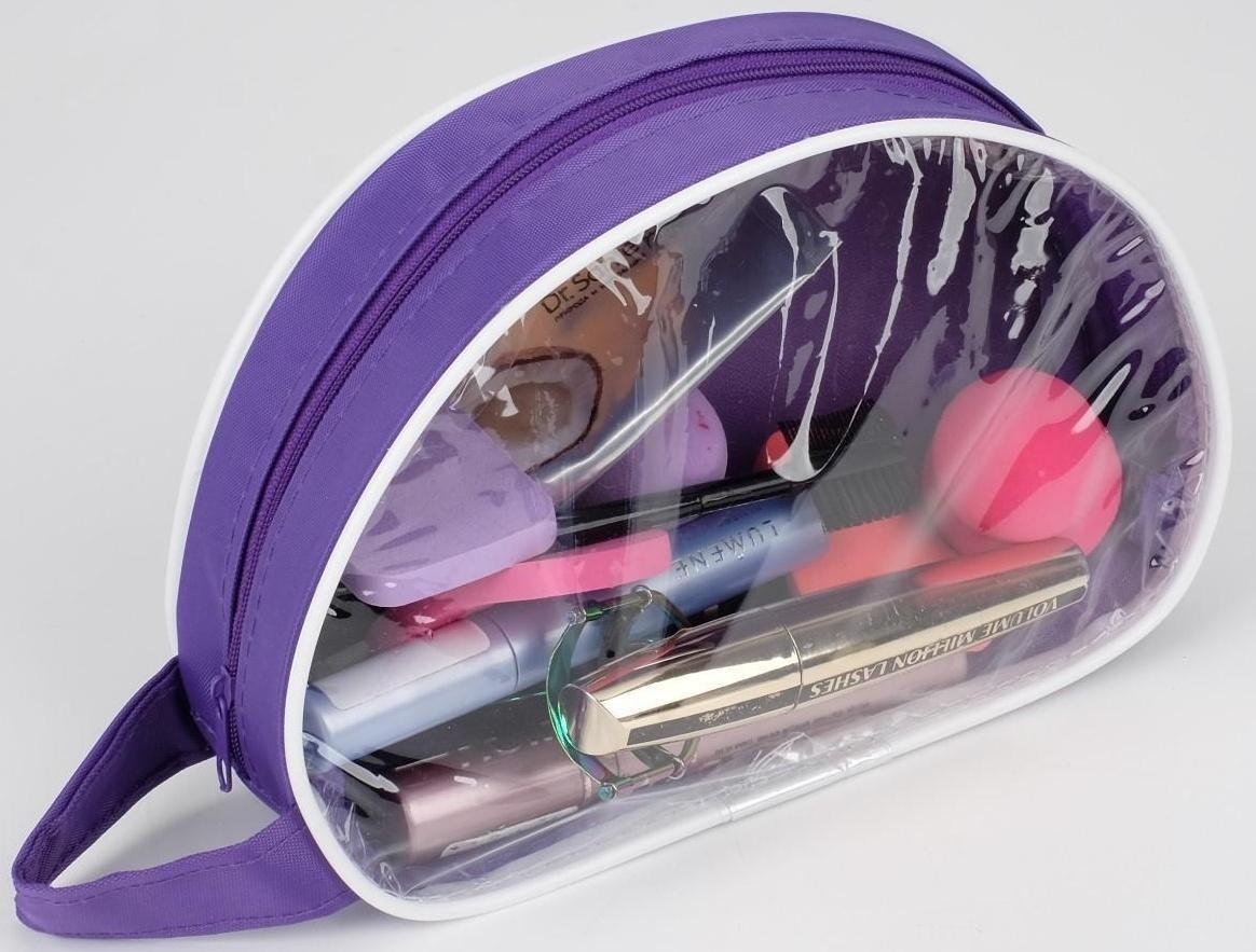 Косметичка на молнии, с ручкой, цвет фиолетовый