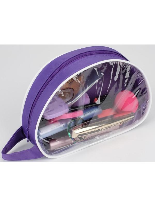 Косметичка на молнии, с ручкой, цвет фиолетовый