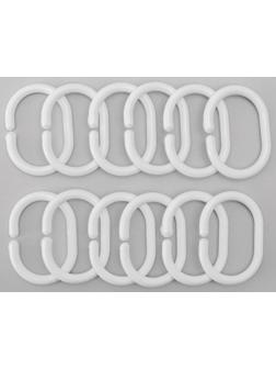 Набор колец для штор в ванную, пластик, 12 шт, цвет белый