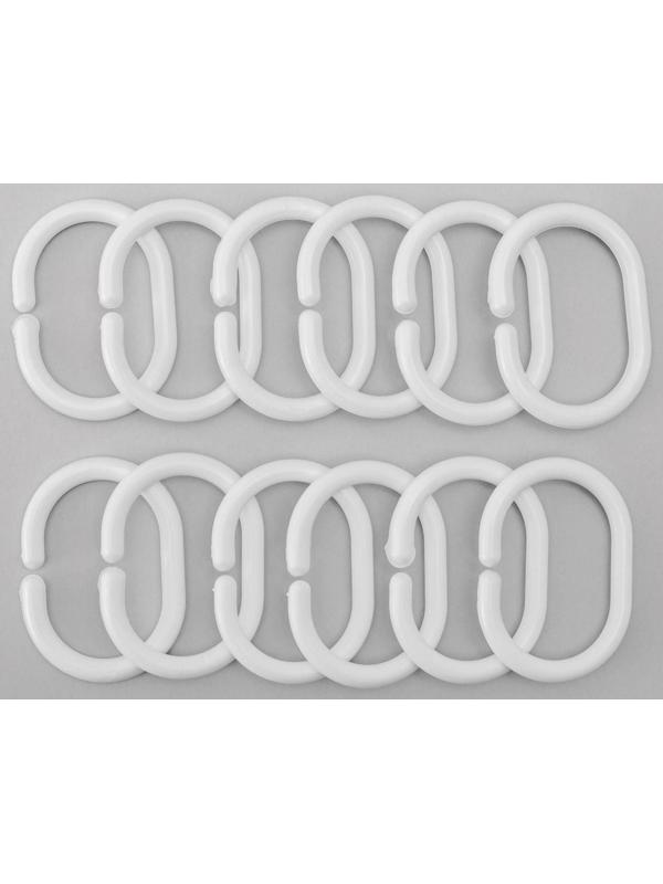 Набор колец для штор в ванную, пластик, 12 шт, цвет белый