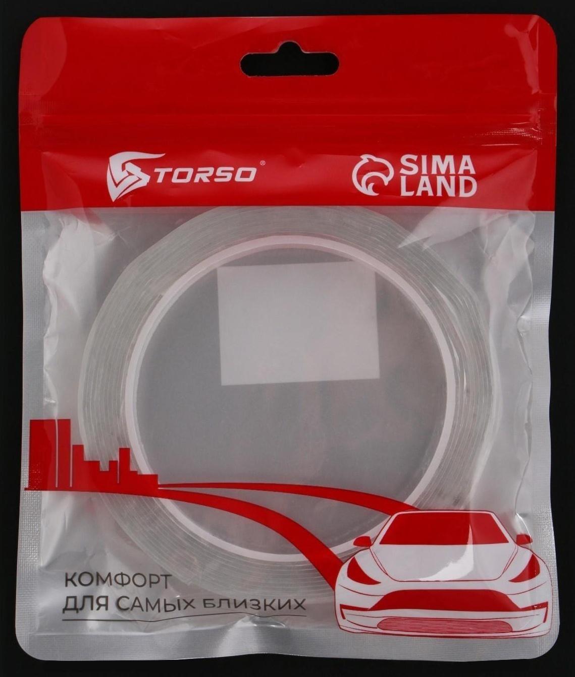 Клейкая нано лента TORSO, прозрачная, двусторонняя, акриловая 18 мм х 3 м